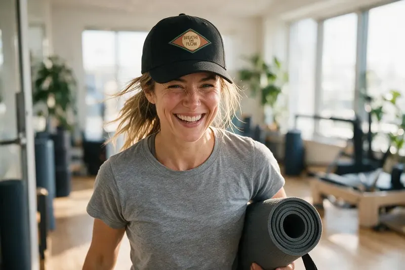 Pilates player wearing a black baseball cap from AthleticHeadwear