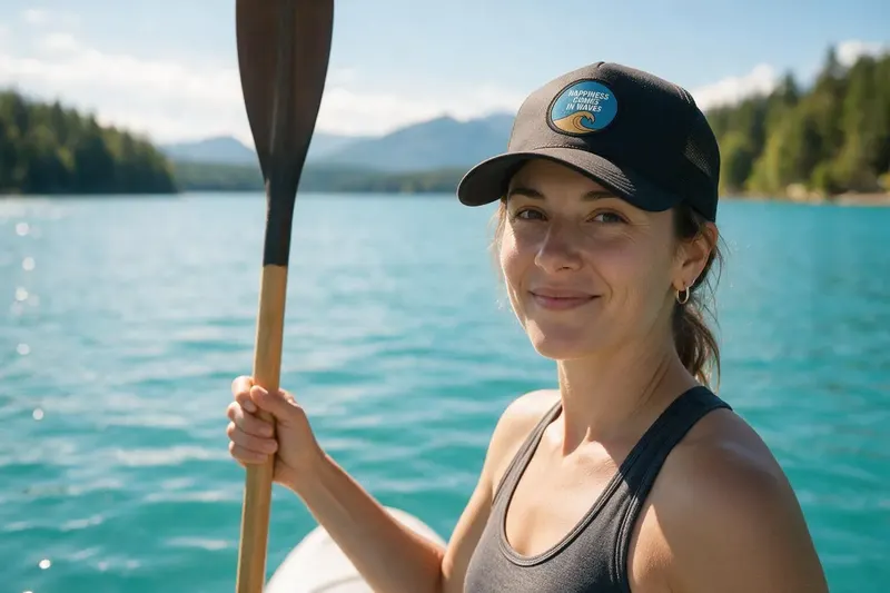 Stand Up Paddling player wearing a black trucker hat from AthleticHeadwear