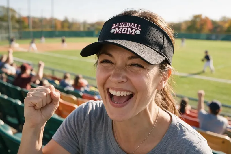 Baseball player wearing a black sun visor from AthleticHeadwear