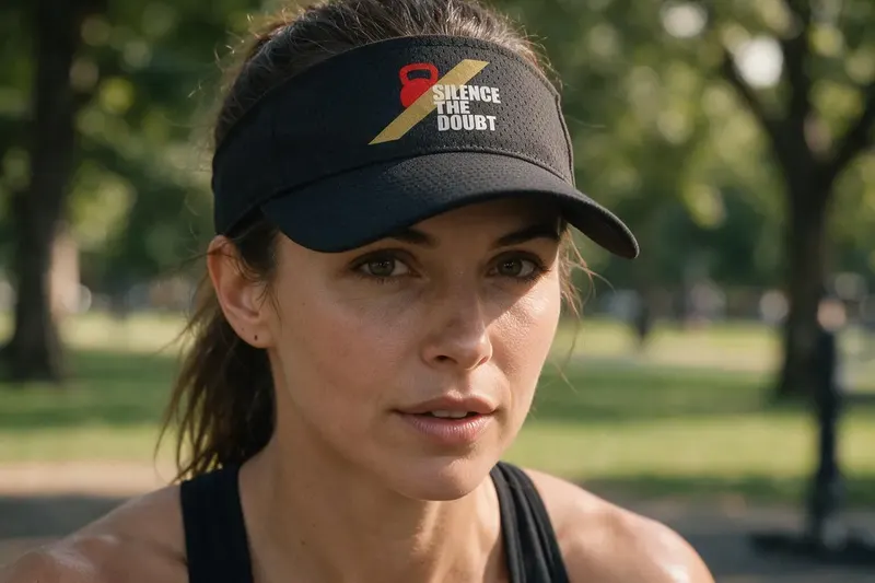 Fitness player wearing a black sun visor from AthleticHeadwear