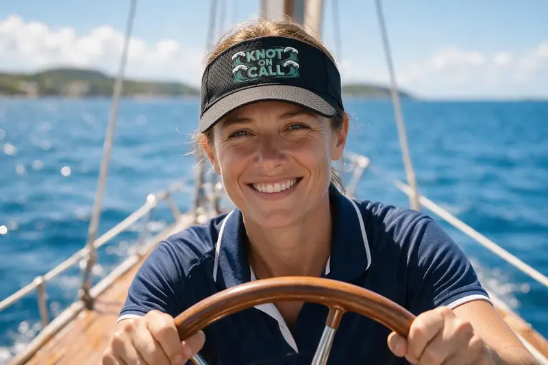 Sailing player wearing a black sun visor from AthleticHeadwear