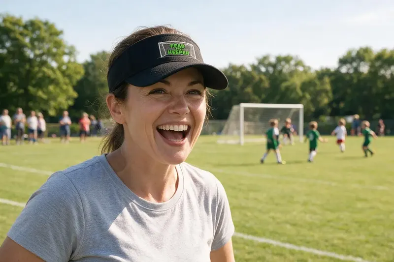 Soccer player wearing a black sun visor from AthleticHeadwear