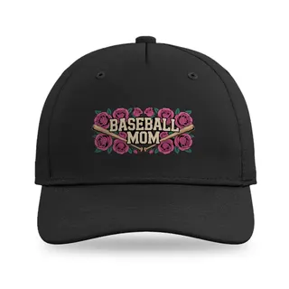 Baseball Mom With Roses And Bats Baseball baseball cap