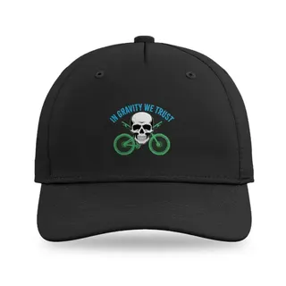 In Gravity We Trust Skull Mountain Biking baseball cap