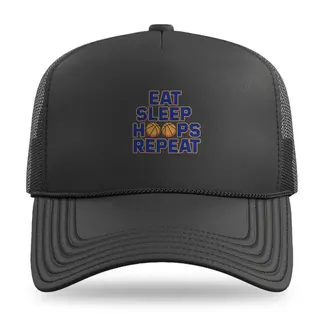 Eat Sleep Hoops Repeat Basketball trucker hat