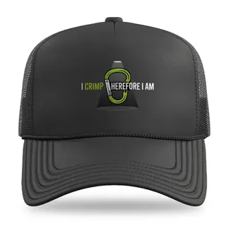 I Crimp Therefore Climbing trucker hat