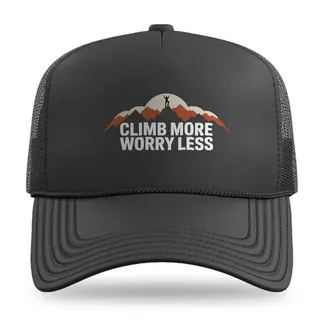 Climb More Worry Less Climbing trucker hat