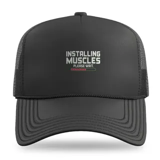 Installing Muscles Please Wait Fitness trucker hat