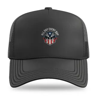 Crossed Sticks Crest Lacrosse trucker hat