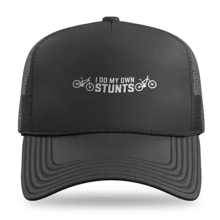 I Do My Own Stunts Mountain Biking trucker hat