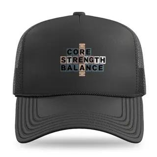 Core Strength Balance Crossword Pilates trucker hat
