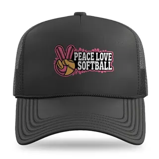 Peace Love Softball Softball trucker hat