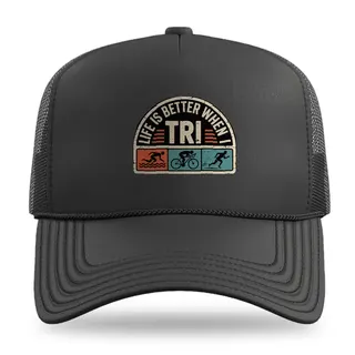 Life Is Better When I TRI Triathlon trucker hat