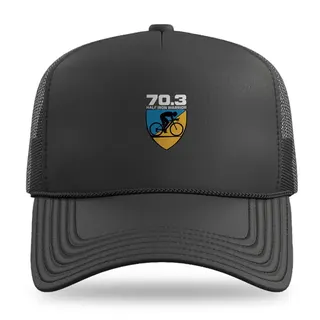 Halved Shield With Cyclist Triathlon trucker hat