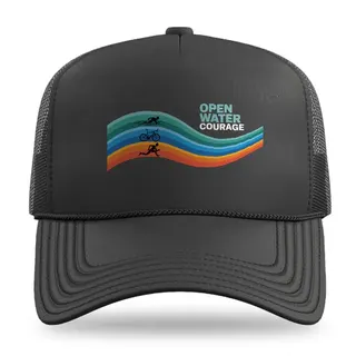 Waves With Swimmer Biker Runner Triathlon trucker hat